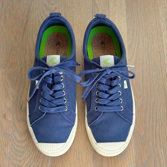 Cariuma Oca Low Shadow Sneakers Blue Canvas Organic Cotton Mens 9 Womens 10.5 - Picture 2 of 11
